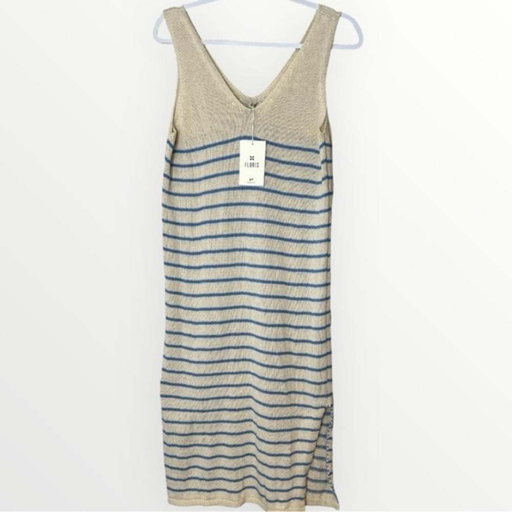 Floris  cotton knit nautical stripe midi dress